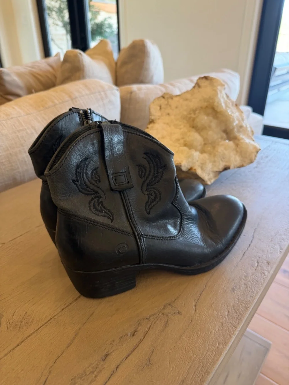Born Riven Stitched Quality Black Leather Western Cowboy Boots Rodeo Booties 8